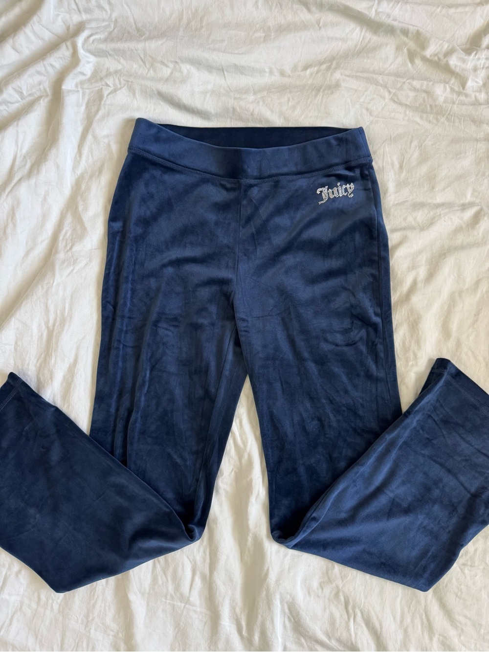 Juicy Couture Navy Velour Flared Sweatpants Small FLAWS